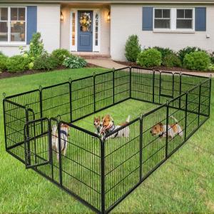 Giantex 40 inch Dog Fence with Door, 16/8 Panels Dog Playpen for Outside Large Dogs, Portable Pet Playpen Fencing Enclosures, Heavy Duty Metal Camping Fences for The Yard (16 Panels, 40 inch)(16 Panels)