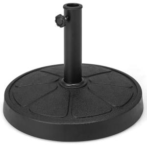 Giantex 40 lbs Patio Umbrella Base, 21.5″ Round Market Umbrella Stand for 1.5”-1.9” Umbrella Poles, Heavy Duty Resin Base with Metal Support Holder for Deck Garden Poolside (40 lbs)(31.0 Pounds)