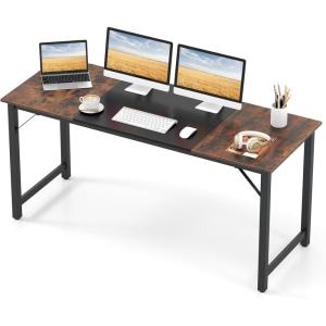 Giantex 40-Inch White Computer Desk, Home Office Desk with Heavy-Duty Metal Frame, Modern Simple Gaming Table PC Workstation, Versatile Small Desk for Bedroom, Small Spaces(Rustic Brown + Black)