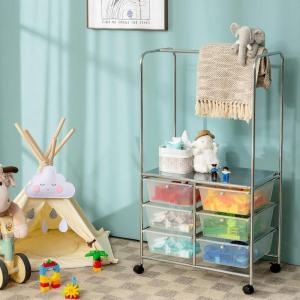 Giantex 6 Drawer Storage Cart, Office School Organizer Cart, Rolling Drawer Cart for Tools, Scrapbook, Paper or Bathroom, Storage Shelf (White)