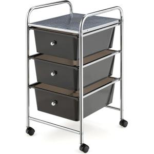 Giantex 6 Storage Drawer Cart Rolling Organizer Cart for Tools Scrapbook Paper Home Office School Multipurpose Mobile Utility Cart (Beige & Yellow)(Black)