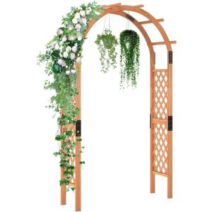 Giantex 7FT Wood Garden Arbor Trellis, Wedding Arch for Outdoor Patio Birthday Bridal Party Prom Decoration, Garden Trellis Pergola Arbor for Climbing Plant Rose Vines(Walnut Brown)