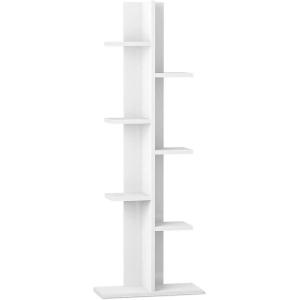 Giantex 7-Tier Bookshelf, Multipurpose Storage Shelf Space-Saving Bookcase Wood Display Shelf Stand for Books Photos Artwork, Pot Plant, Storage Holder Rack w/ 8 Open Well-Arranged Shelves, White(White)