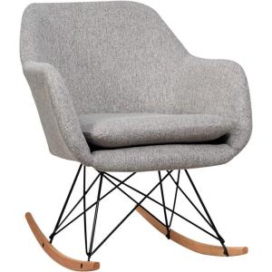 Giantex Accent Rocking Chair with Cushion, Upholstered Rocking Arm Chair w/Solid Steel Wood Leg, Modern Rocker Chair for Balcony, Bedroom (1, Grey)