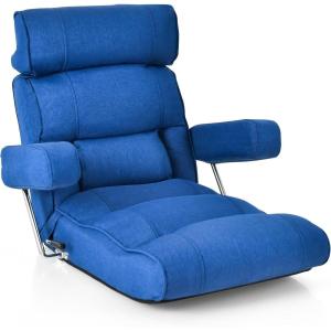 Giantex Adjustable Folding Sofa Chair – Lazy Floor Chair with Infinitely Adjustable Backrest, Extendable Armrest & Seat, Couch Recliner for Meditation, Reading, Gaming Floor Chairs for Adults (Gray)(Blue)