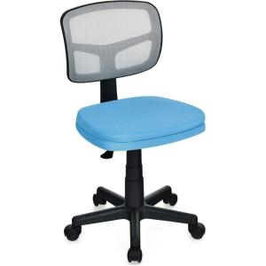 Giantex Armless Desk Chair, Low-Back Computer Chair Ergonomic Small Task Chair with Adjustable Height, Y-Shaped Support for Adults Teens Kids, 360° Swivel Office Chair (Blue)(Blue)