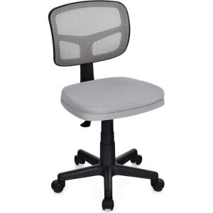 Giantex Armless Desk Chair, Low-Back Computer Chair Ergonomic Small Task Chair with Adjustable Height, Y-Shaped Support for Adults Teens Kids, 360° Swivel Office Chair (Blue)(Grey)