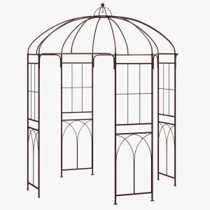 Giantex Birdcage Shape Garden Arbor, 8.4ft High x 7ft Wide, Metal Gazebo Arch Pergola Pavilion for Climbing Plants Party Wedding Ceremony Decor Outdoor, 16 Ground Stakes, Easy Assembly (Bronze)(Bronze)