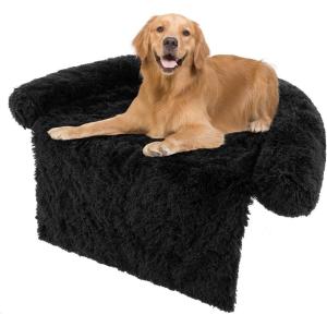 Giantex Calming Dog Bed – Fluffy Plush Pet Bed for Couch, Removable Washable Cover, Soft Neck Bolster, Dog Sofa Bed Furniture Protector Mats for Dogs Cats (Dark Gray, Large – 47” x 45” x 7”)