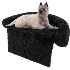 Giantex Calming Dog Bed – Fluffy Plush Pet Bed for Couch, Removable Washable Cover, Soft Neck Bolster, Dog Sofa Bed Furniture Protector Mats for Dogs Cats (Dark Gray, Medium – 44” x 40” x 7”)