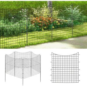 Giantex Decorative Garden Fence 5 Pack, 39”(H) x 14.5ft (L) Rustproof Metal Wire Border Outdoor Animal Barrier, No Dig Fencing Flower Bed Edging Fence for Yard Patio Landscape Decor
