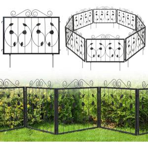 Giantex Decorative Garden Fence 8 Pack, 23.5”(H) x 15.3ft (L) Rustproof Metal Fencing Animal Barrier for Small Dogs Rabbits, Flower Bed Edging Fence Border for Outdoor Yard Patio Landscape Decor