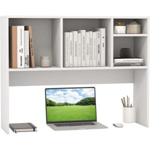 Giantex Desktop Bookshelf, Countertop Storage Hutch with 4 Shelves for Computer Desk, Dressing Tabletop Display Rack, Multipurpose Desk Hutch Storage Organizer for Home Office Dorm (Black)(White)