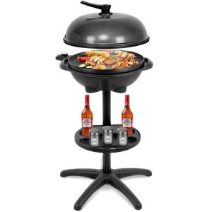 Giantex Electric Grill Indoor Outdoor, Non-stick Grill Griddle Plate, 3 Cooking Zones, Temperature Control, Drip Tray, 1350W 200sq.in BBQ Grill for Balcony Apartments Backyard Party Camping (Black)(Black)