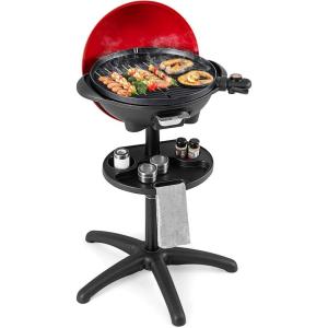 Giantex Electric Grill Indoor Outdoor, Non-stick Grill Griddle Plate, 3 Cooking Zones, Temperature Control, Drip Tray, 1350W 200sq.in BBQ Grill for Balcony Apartments Backyard Party Camping (Black)(Red)