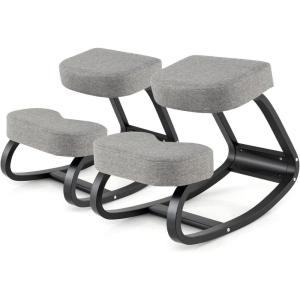 Giantex Ergonomic Kneeling Chair, Rocking Posture Chair with Padded Cushion, Knee Chair for Back Neck Pain Relief, Wooden Kneeling Desk Chair for Home Office(2)