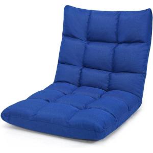 Giantex Floor Sofa Chair Video Gaming Chair with 14 Adjustable Position, Padded Back Support Floor Cushioned Seat, Folding Lazy Chair for Meditation, Reading, Watching, Living Room Recliner(Grey)(Blue)