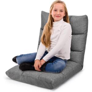 Giantex Floor Sofa Chair Video Gaming Chair with 14 Adjustable Position, Padded Back Support Floor Cushioned Seat, Folding Lazy Chair for Meditation, Reading, Watching, Living Room Recliner(Grey)(Grey)