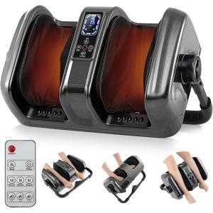 Giantex Foot Massager with Heat and Remote Control, Calf Massager with 3 Massage Settings, Timer, Washable Cover, Adjustable Stand, Foot Massage Machine for Calf Arms Relax, Gift for Women Men(Grey)(Grey)