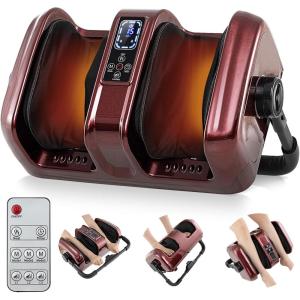Giantex Foot Massager with Heat and Remote Control, Calf Massager with 3 Massage Settings, Timer, Washable Cover, Adjustable Stand, Foot Massage Machine for Calf Arms Relax, Gift for Women Men(Grey)(Red)