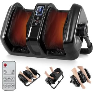 Giantex Foot Massager with Heat and Remote Control, Calf Massager with 3 Massage Settings, Timer, Washable Cover, Adjustable Stand, Foot Massage Machine for Calf Arms Relax, Gift for Women Men(Grey)(Black)