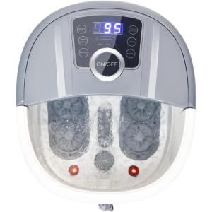 Giantex Foot Spa, Foot Bath Massager with Heat, Bubbles, 16 Pedicure Shiatsu Roller Massage Points, Adjustable Time & Temperature, Led Display, Drainage Pipe, Foot Soak Tub, Pedicure Foot Spa,Grey