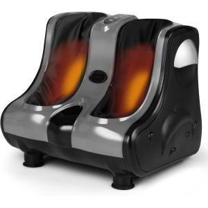 Giantex Foot and Calf Massager with Heat – Shiatsu Foot Massager Machine with Vibration, Deep Kneading, 3-Level Intensity Modes, Electric Foot Massager for Tired Feet, Leg, Calf Pain Relief (Red)(Grey)