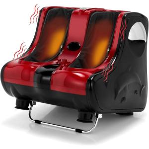Giantex Foot and Calf Massager with Heat – Shiatsu Foot Massager Machine with Vibration, Deep Kneading, 3-Level Intensity Modes, Electric Foot Massager for Tired Feet, Leg, Calf Pain Relief (Red)(Red)