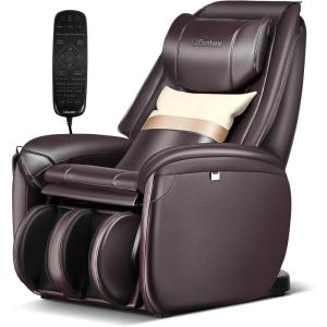 Giantex Full Body Massage Chair, Zero Gravity SL Track Electric Recliner with Reversible Footrest, Back Heater, Wheels & Pillow, Shoulder Detection, Calf Airbag, No Installation, Free Indoor Delivery(Coffee)