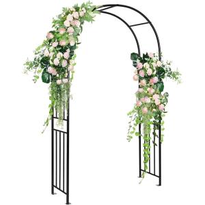 Giantex Garden Arbor, 7.2FT Wedding Arch Garden Trellis with 8 Stakes, Metal Garden Arch for Climbing Plants Vines Rose, Outdoor Archway for Wedding Bridal Party Lawn Decoration, Easy Assembly
