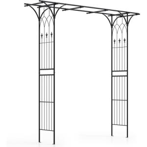 Giantex Garden Arbor Wedding Arch for Ceremony Party, Metal Trellis Archway for Climbing Plants Rose Grape Vines, Steel Frame Pergola Decoration for Backyard Patio Lawn Pathway, Easy to Assemble