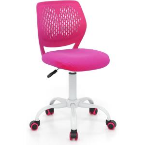 Giantex Kids Desk Chair, Adjustable Children Study Chair, Swivel Armless Mesh Task Student Chair, Child Desk Chair with Adjustable Height & Lumbar Support Computer Chair (Blue)(Rose)
