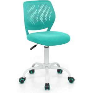 Giantex Kids Desk Chair, Adjustable Children Study Chair, Swivel Armless Mesh Task Student Chair, Child Desk Chair with Adjustable Height & Lumbar Support Computer Chair (Blue)(Turquoise)