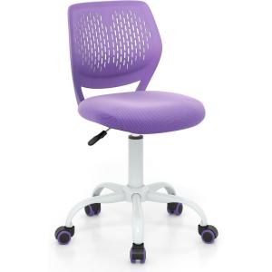 Giantex Kids Desk Chair, Adjustable Children Study Chair, Swivel Armless Mesh Task Student Chair, Child Desk Chair with Adjustable Height & Lumbar Support Computer Chair (Blue)(Purple)