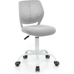 Giantex Kids Desk Chair, Adjustable Children Study Chair, Swivel Armless Mesh Task Student Chair, Child Desk Chair with Adjustable Height & Lumbar Support Computer Chair (Blue)(Grey)