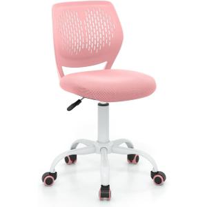 Giantex Kids Desk Chair, Adjustable Children Study Chair, Swivel Armless Mesh Task Student Chair, Child Desk Chair with Adjustable Height & Lumbar Support Computer Chair (Blue)(Pink)
