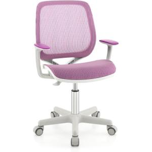 Giantex Kids Desk Chair, Children Armrest Computer Chair with Sit-Lock Wheels, Ergonomic Kids Office Chair with Waterfall Seat, Rolling Swivel Mesh Study Desk Chair for Girls Boys (Purple)(Purple)