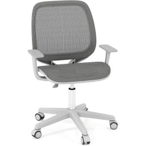 Giantex Kids Desk Chair, Children Armrest Computer Chair with Sit-Lock Wheels, Ergonomic Kids Office Chair with Waterfall Seat, Rolling Swivel Mesh Study Desk Chair for Girls Boys (Purple)(Grey)