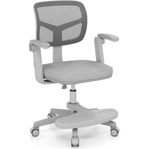 Giantex Kids Desk Chair, Ergonomic Adjustable Teen Task Chair w/Y-Shaped Lumbar Support, Armrest & Universal Wheels, Mesh Kid Office Chair for Sturdy, Kids Computer Chair for Boys & Girls 4-12, Grey(Grey)