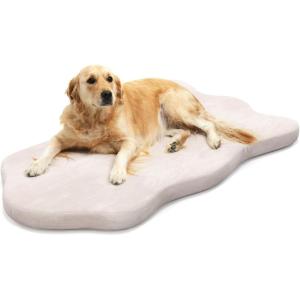 Giantex Memory Foam Dog Bed with Removable Washable Cover, Non-Slip Bottom, Egg Crate Foam Pet Sleeping Mat for Large Medium Dogs, 43 x 26 inch, Orthopedic Dog Bed Indoor Outdoor (Gray)(Beige)