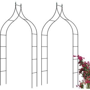 Giantex Metal Garden Arbor Wedding Arch, 9.5 Ft High x 4.1 Ft Wide, Pergola Arbor for Climbing Plant Roses Vines, Indoor Outdoor Garden Patio Bridal Party Decoration Wedding Arch(2)