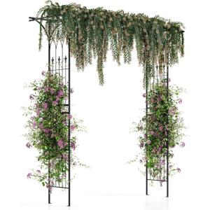 Giantex Metal Garden Arch, Wedding Arbor for Ceremony, Pergola Garden Trellis for Various Climbing Plant, Bridal Party Decoration Arbor for Outdoor Lawn Backyard