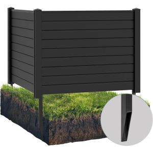 Giantex Outdoor Privacy Screen 2 Panels, 48”W x 48”H Decorative Air Conditioner Fence Trash Can Enclosure with 3 Stakes, Easy Assembly, PVC Vinyl Picket Fences for Garden Patio Lawn, White(Black)