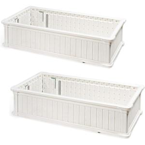 Giantex Plant Raised Bed, Planter for Vegetables Flower, Outdoor Garden Plant Box Patio Backyard, Easy Assembly (2 Pcs (48”Lx24”Wx12”H), White)