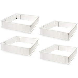 Giantex Plant Raised Bed, Planter for Vegetables Flower, Outdoor Garden Plant Box Patio Backyard, Easy Assembly (4 Pcs (48.5”Lx48.5”Wx12”H), White)
