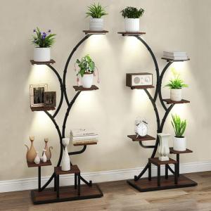 Giantex Plant Stand Indoor with Grow Lights, 8-Tier 58″ Tall Corner Metal Plant Shelf for Multiple Plants, Decorative Curved Flower Pot Display Rack for Living Room, Home, Balcony, Patio (1)(2 Pack)