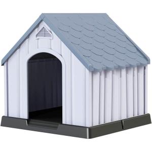 Giantex Plastic Dog House for Small Medium Large Sized Dogs, Waterproof Ventilated Pet Kennel with Elevated Floor for Indoor Outdoor, Easy to Assemble, All Weather Pet Dog House Puppy Shelter