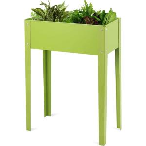 Giantex Raised Garden Bed, Elevated Planter, Metal Plant Box with Legs, Standing Garden Stand, Indoor and Outdoor Grow Container for Vegetables and Flowers (25″ L x13W x18 H)(25″L x13″Wx31.5″H)