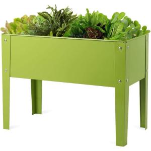 Giantex Raised Garden Bed, Elevated Planter, Metal Plant Box with Legs, Standing Garden Stand,Drainage Holes, Vegetables & Flowers Growing Container for Indoor and Outdoor Use (40”L x13W” x 31.5”H)(25″Lx13W”x18″H)