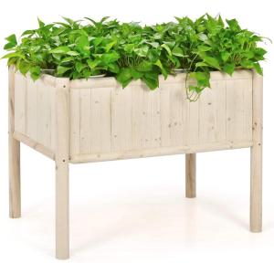 Giantex Raised Garden Bed, Elevated Wood Planter Box, Planter Raised Beds, with Legs & Black Liner, Planting Raised Beds, Herb Vegetable Flowers Growing Container, Easy Assembly (1)